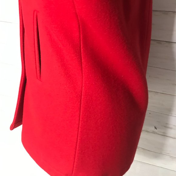 Vtg USA Lands' End Direct Merchants Red Wool Anchor Button Peacoat Jacket 8 S - Picture 6 of 14